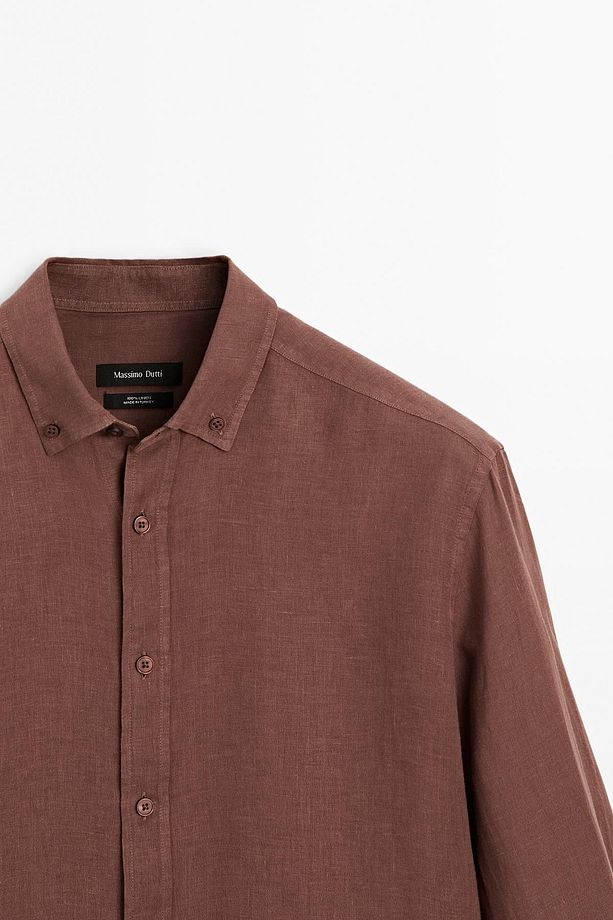 %100 keten regular fit gömlek - 6