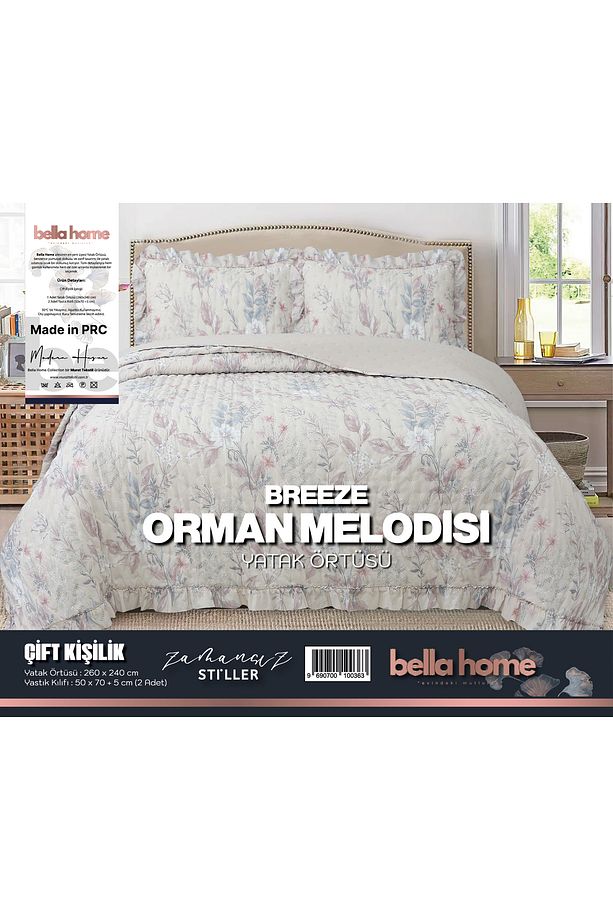 Breeze Fırfırlı Çift Kişilik Yatak Örtüsü Seti - 260x240 cm - 1