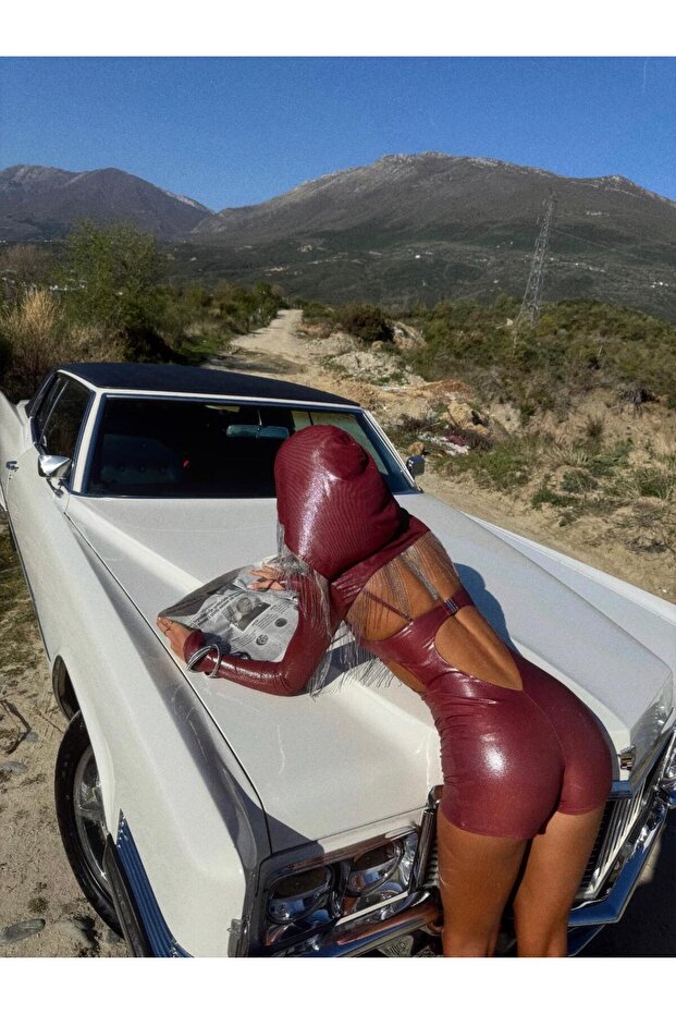 Selene Playsuit - Metalik Bordo - 8