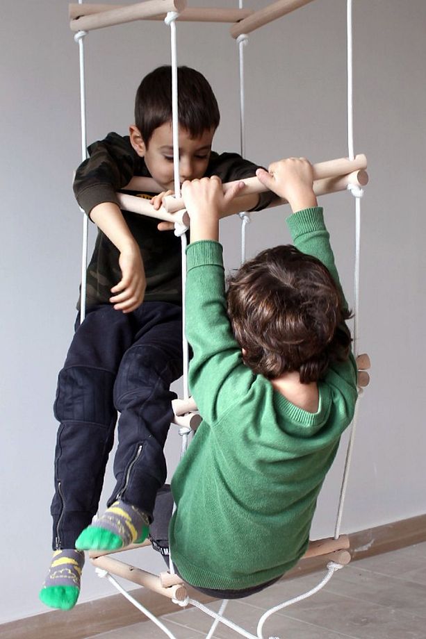 Kare Tırmanma Kulesi 5 Basamaklı Çocuk İp Tırmanma Merdiveni Akrobasi Ahşap Montessori Oyuncak - 3