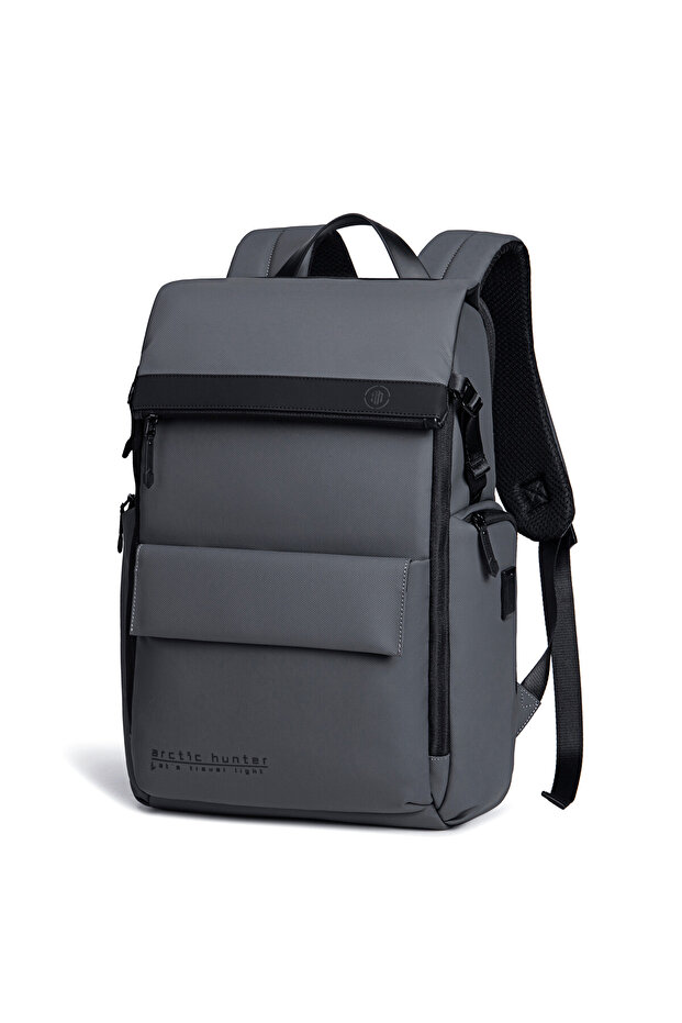 Durable Polyester Backpack with Separate Laptop Compartment TSA Opening Men/Women B00562 Grey