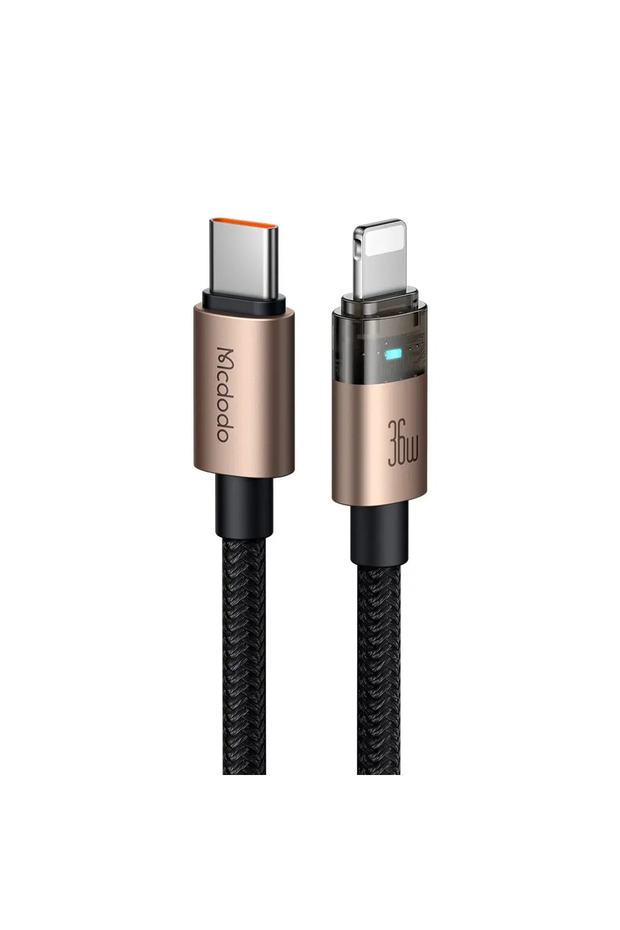 CA-6941 TYPE-C TO LİGHTNİNG 36W 1.2m Şeffaf Kablo Şarj Işıklı - 1
