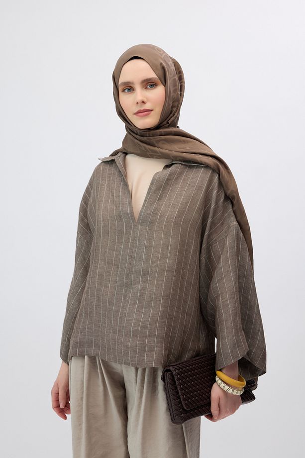 İpek Jakar Monogram Şal Soft Kahve - 2