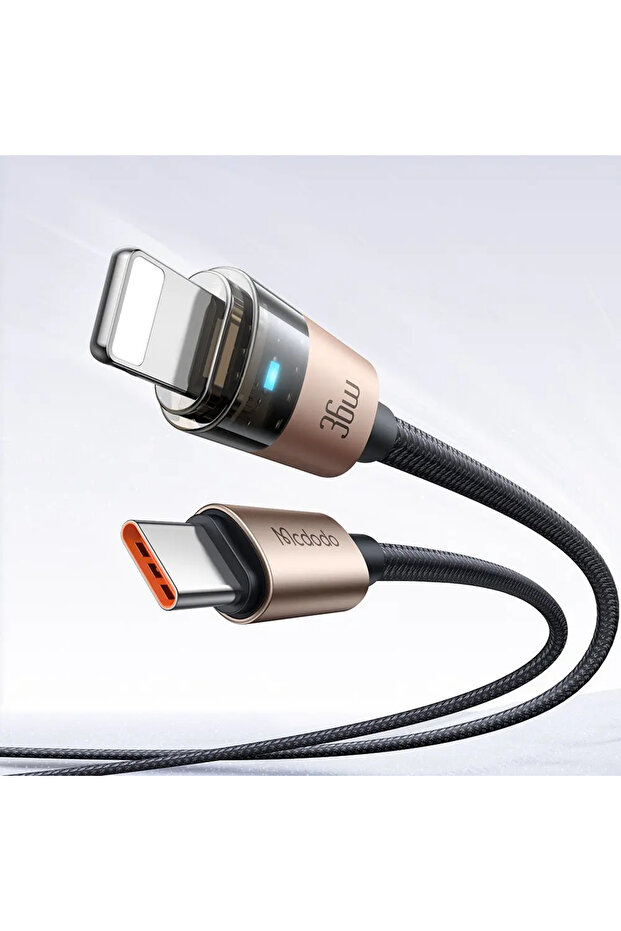 CA-6941 TYPE-C TO LİGHTNİNG 36W 1.2m Şeffaf Kablo Şarj Işıklı - 4