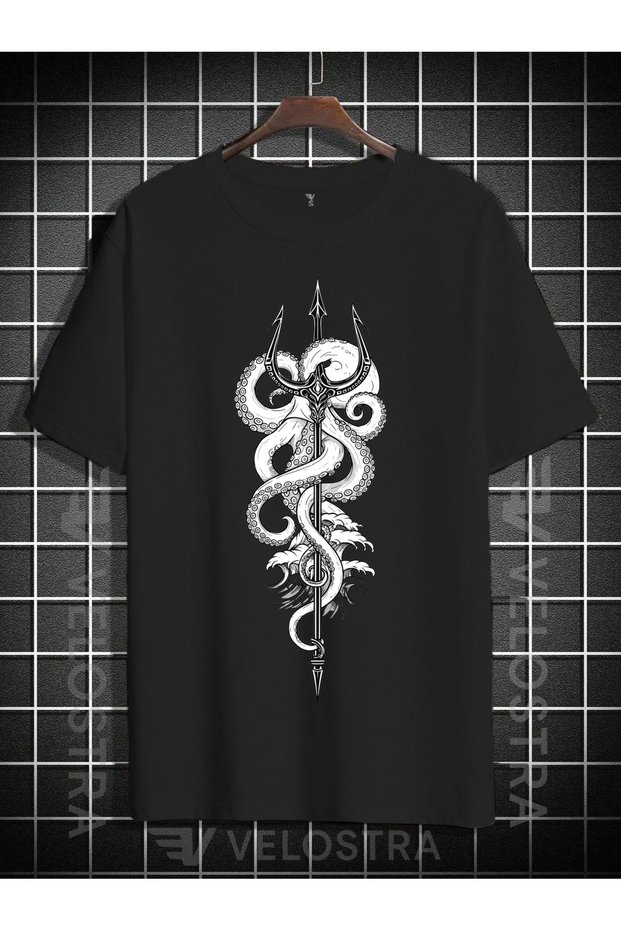 Unisex Poseidon's Spear Printed Oversize T-Shirt