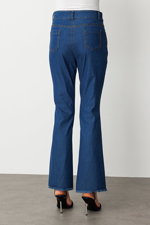 Çizgi Dikişli İspanyol Paça Pantolon - 5