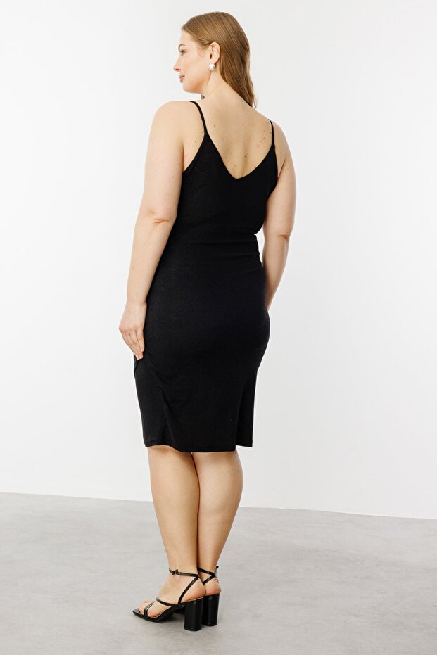 Askılı Simli Elbise - 5