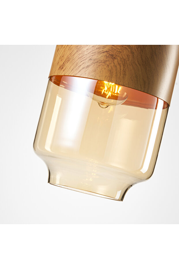 Tracy Tekli Ahşap Desenli Sarkıt Avize - 4