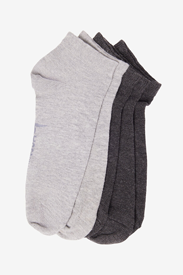 Erkek Gri Pamuklu 5'li Paket Patik Esnek Çorap - 1