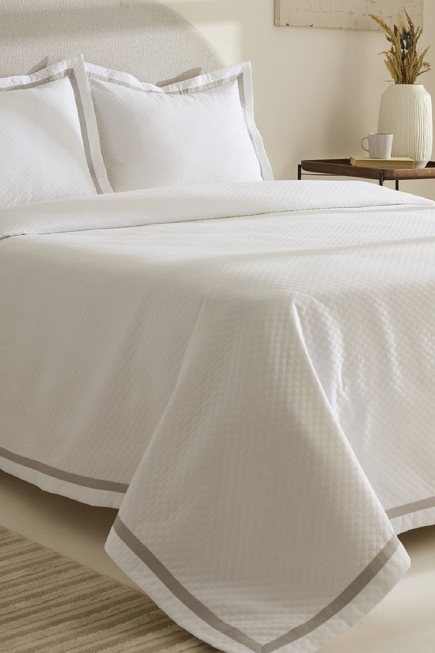 White Collection Doris %100 Pamuk Çift Kişilik Yatak Örtüsü Takımı Gri - 2