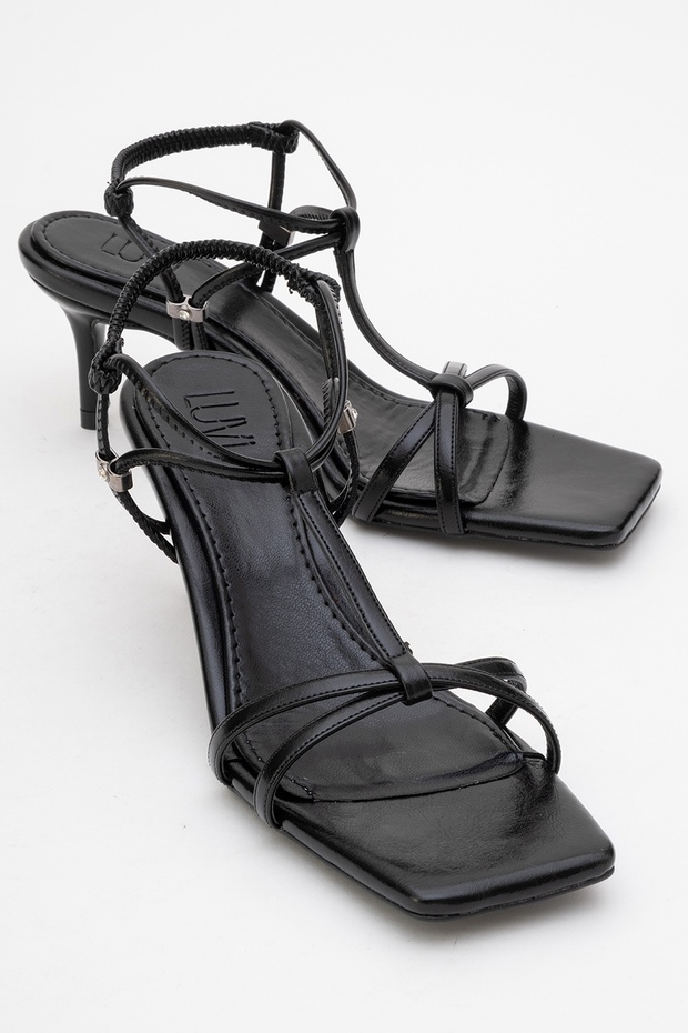 Gibson Black Square Toe Women's Heeled Sandals