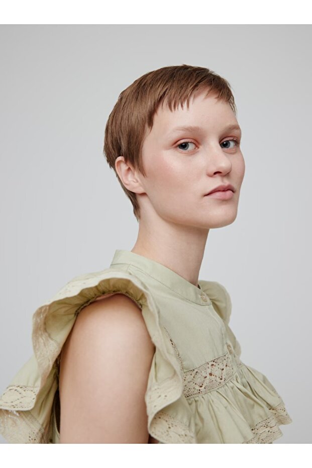 - Bluză Jesse cu Volane Bej - 2