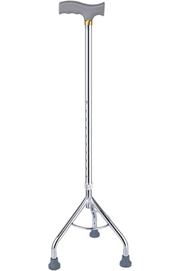 Walking Stick Tripod Stainless Steel Lightweight & Sturdy Mobility Aid Height Adjustable Walking
