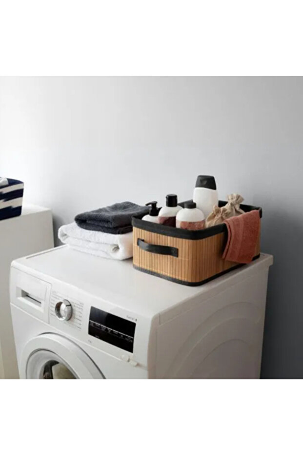 Joey Foldable Rectangular Bamboo Storage Basket - 2