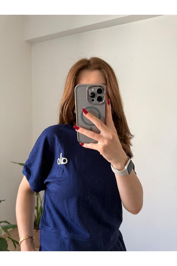 Kadın Lacivert Şortlu Spor Takım - Yazlık Oversize Tişört & Cepli Şort - 6