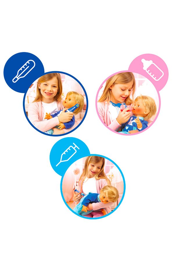 Çok Hastayım | 42 cm Hasta Et Bebek + Doktor Aksesuar Seti | Yanakları Kızaran Bebek - 5