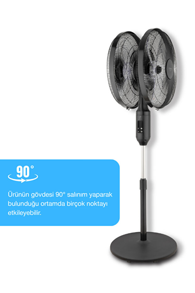 Duoflow Uzaktan Kumandalı, Çift Başlıklı, Dokunmatik, Dijital Ekranlı Vantilatör - 2