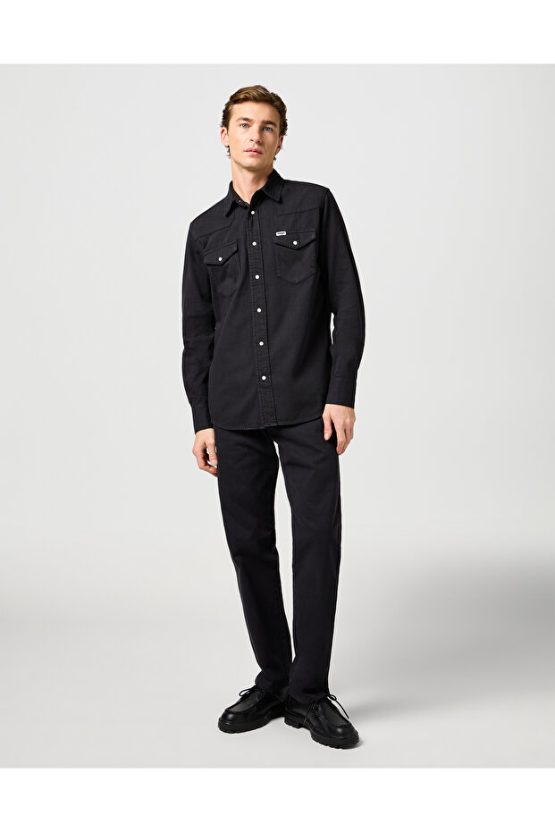 WESTERN-HEMD SCHWARZ RINSE - 1