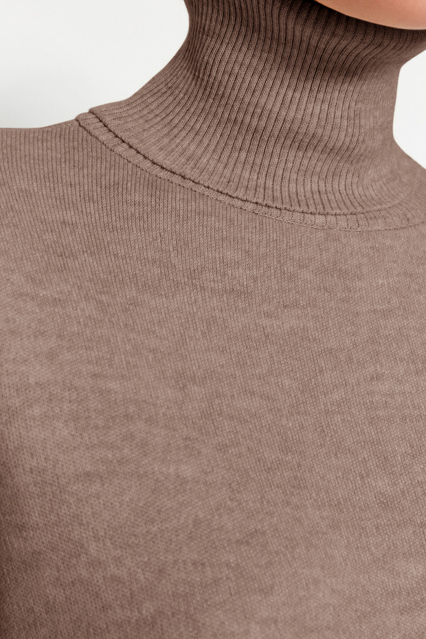 Nerzfarbener Basic-Strickpullover mit weitem Schnitt TWOAW23KZ00206 - 5