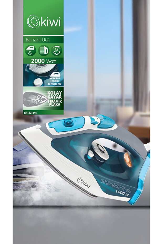 Kiwi KSI 6319C Seramik Tabanlı Ütü Buharlı 2000W