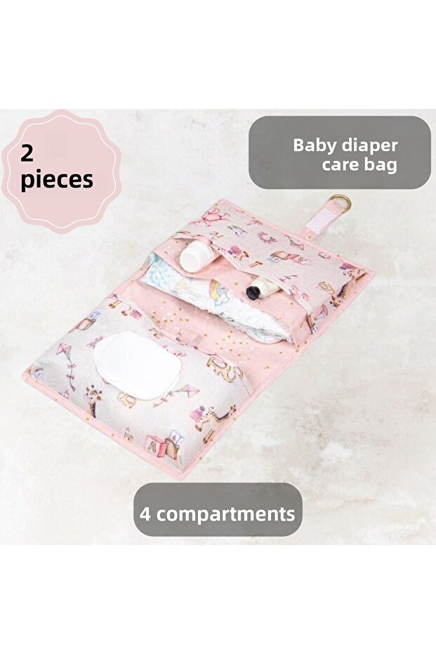 Baby Diaper Changing Mat and Wet Wipe Organizer Set (2 Pieces)