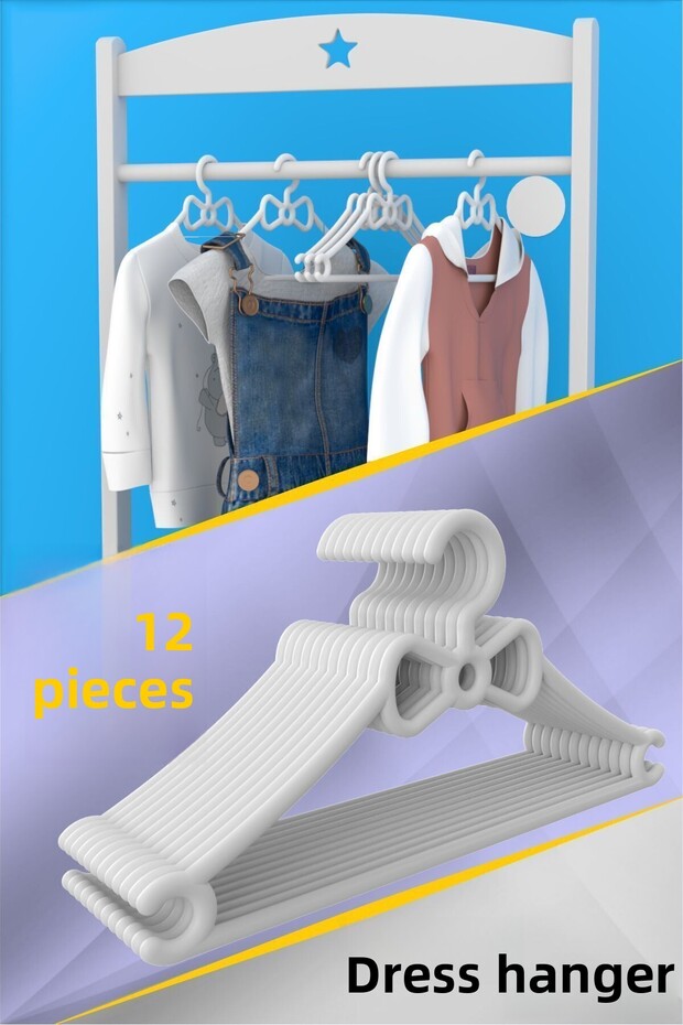 Poti Children's Clothes Hangers 12 Pieces Baby Hangers with Bows Baby Kids Clothes Hangers