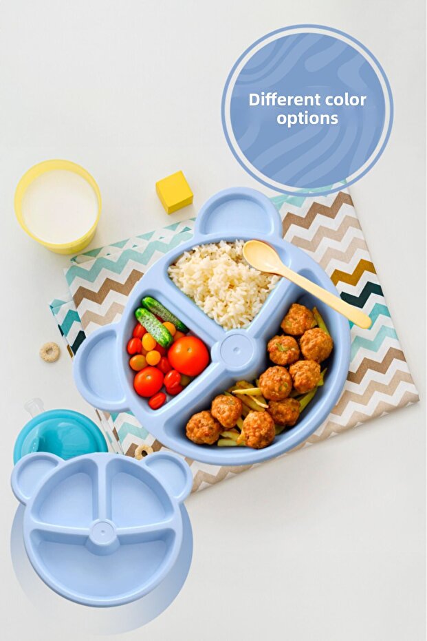 3 Compartment Blue Baby Child Food Plate Mit1115