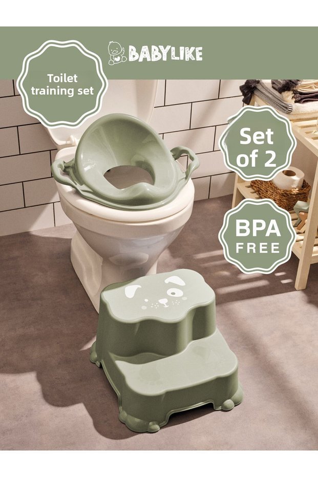 Toilet Training Set for Children - Non-Slip Layered Step & Handle Toilet Adapter & Seat