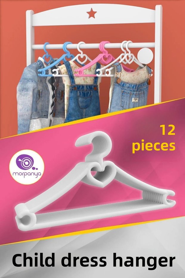 Hopi Hearted 12 Piece Baby Clothes Hangers Children's Clothes Hangers