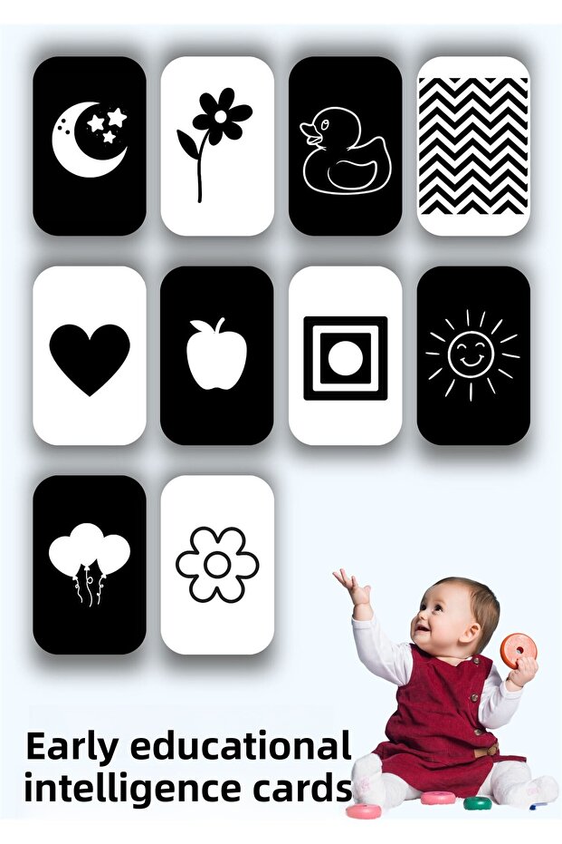 Wooden Educational Cards 0-3 Months Early Education Intelligence Card Baby Visual Stimulation Cards
