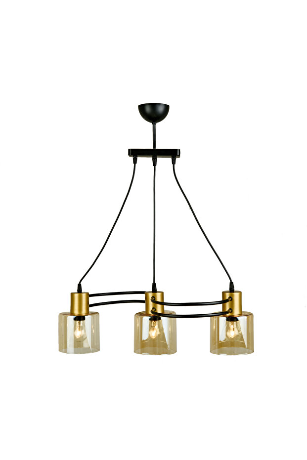 Dalga 3'lü Avize - Siyah / Bal - 2