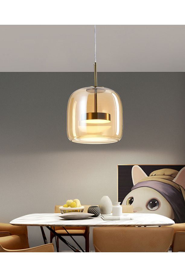 Brook 12 Watt 3000KEskitme Bal Camlı Tekli Led Sarkıt Avize - 1