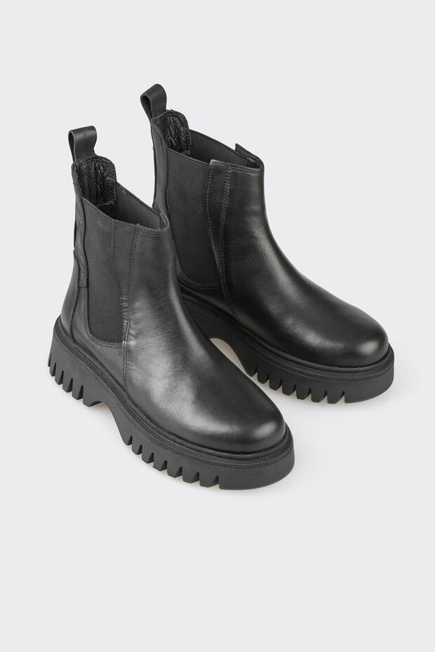 Siyah Deri Kadın Günlük Bot - 2