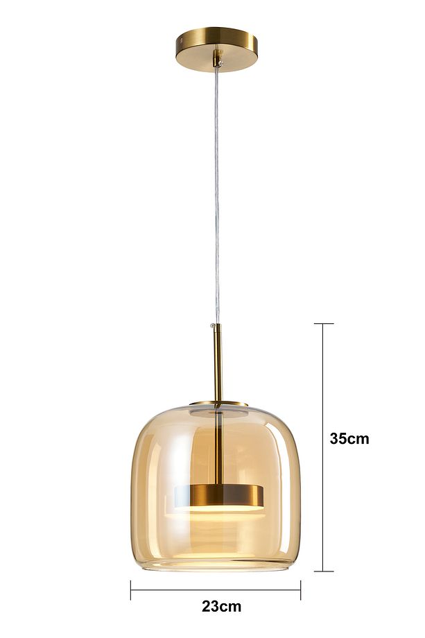 Brook 12 Watt 3000KEskitme Bal Camlı Tekli Led Sarkıt Avize - 6