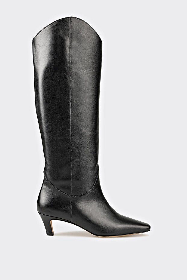 Siyah Deri Kadın Çizme - 1