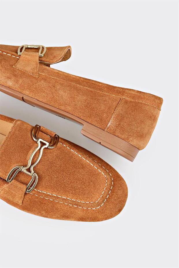 Camel Deri Kadın Loafer - 5