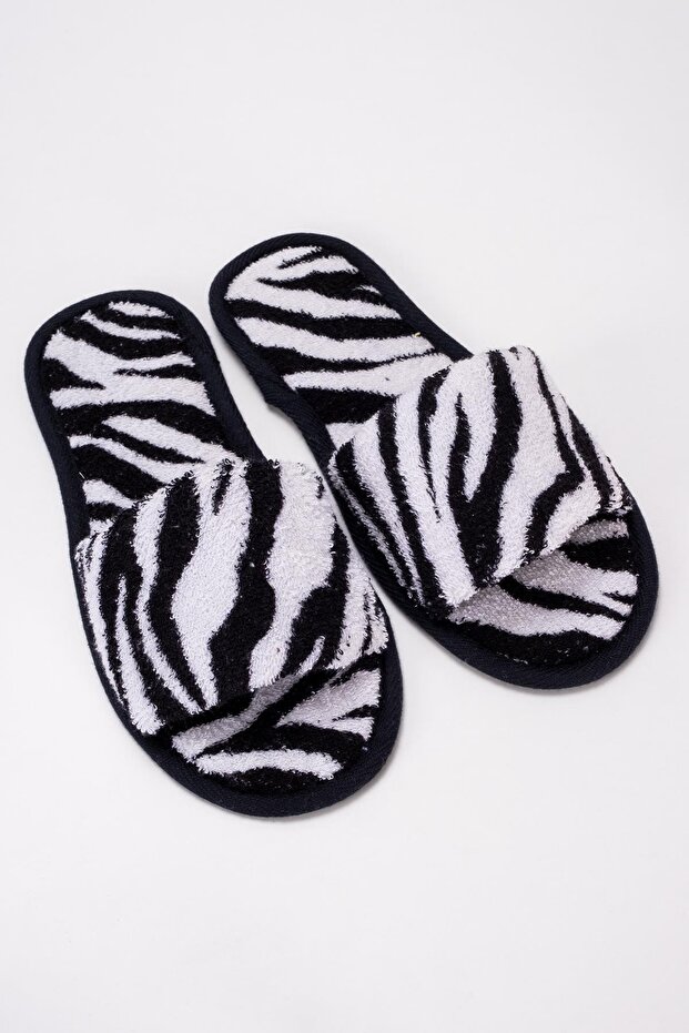 Printed Slippers Towel Bathroom Home Hotel Slippers Non-Slip Thin Open Toe