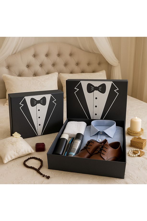 Damat Bohçası-damat Kutusu-çeyiz Kutusu-hediye Seti-hediye Kutusu 3'lü Set - 2