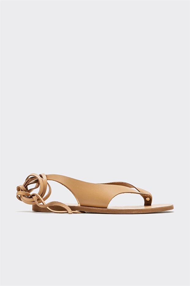 Natural Leather Women's Flip Flops Sandals