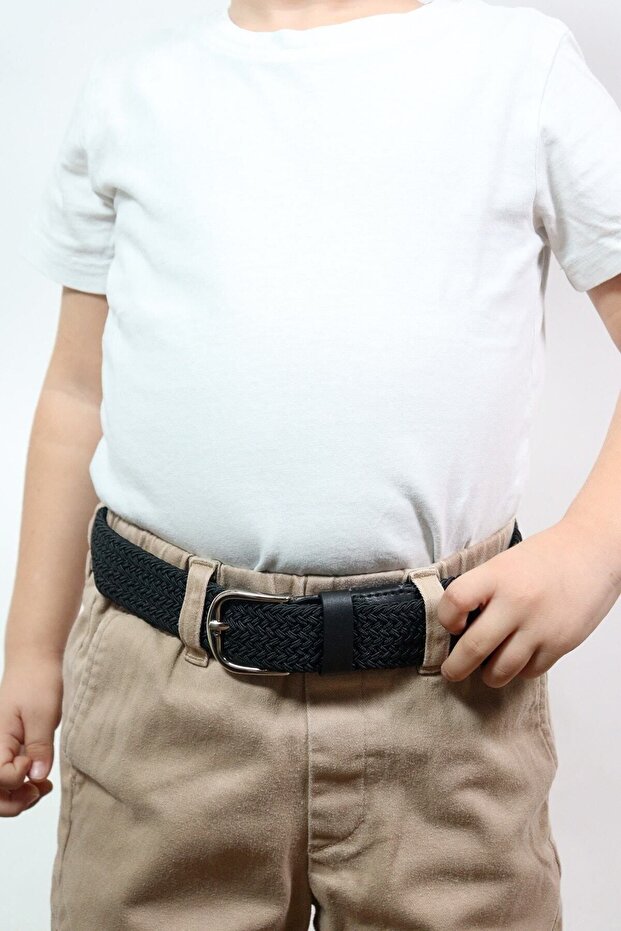 Elastik Örgü Çocuk Kemeri Siyah - 4