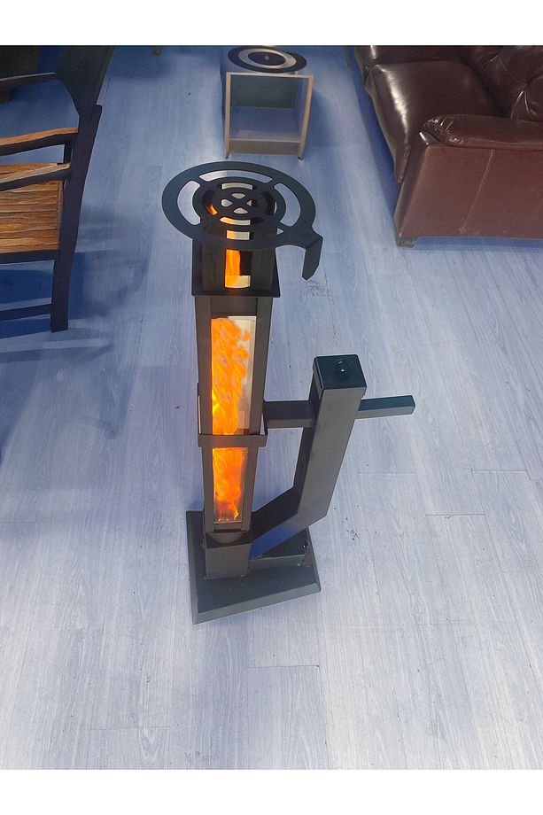 Füze Pelet Sobası, Kamp Sobası Tekerli Kare 60 Cm Korunaklı Kırılmaz Camlı - 3