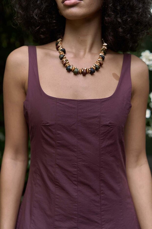 Garda Uzun Bordo Balon Elbise - 8