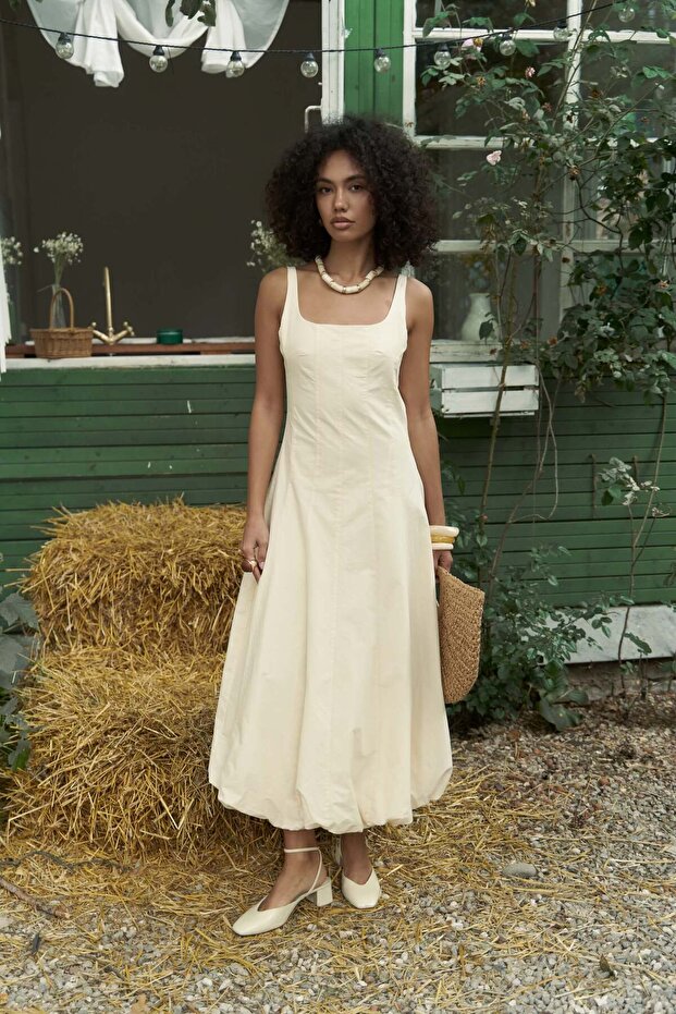 Garda Uzun Sarı Balon Elbise - 6