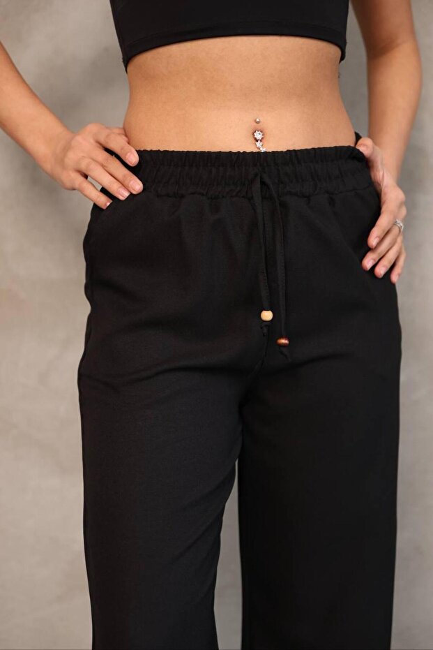 بنطلون كتان أسود - 2