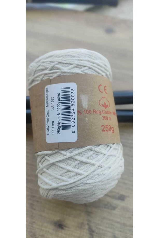 Ince Pamuk Makrome Çanta Şapka Yazlık Elbise Yapmak Için 90 Ekru Pamuk Makrome Ipliği 250gr 300m - 4