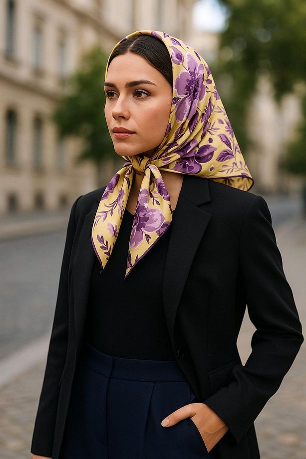 Kadın %100 Twill Ipek Eşarp - 2