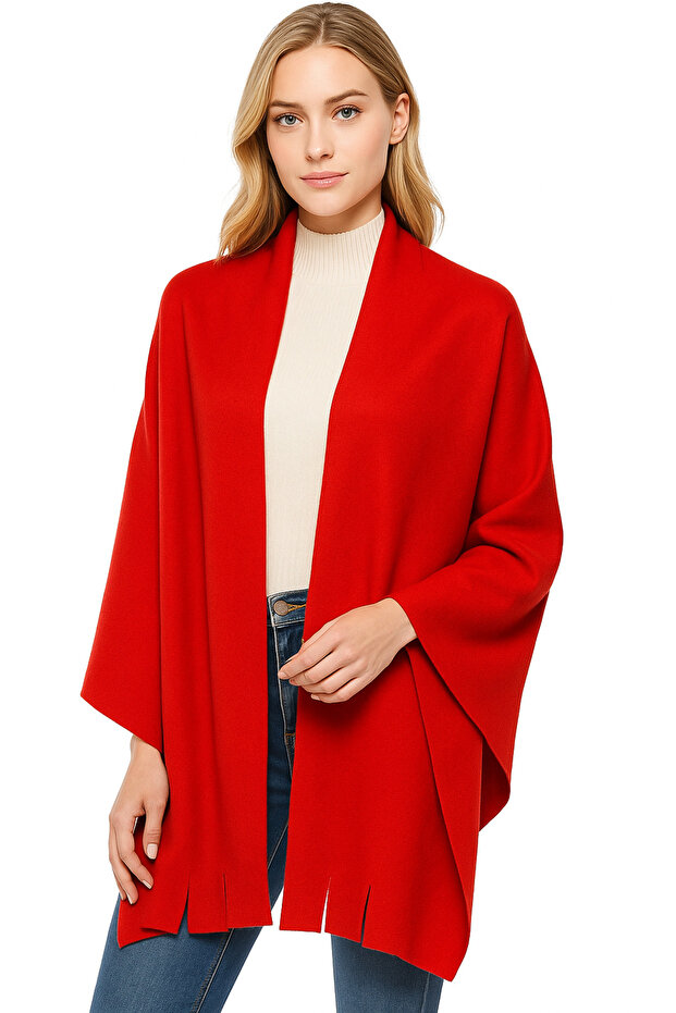Red Tassel Thick Winter Fleece Shoulder Shawl Soft Textured Shawl Cafe Restaurant Hotel Etc.