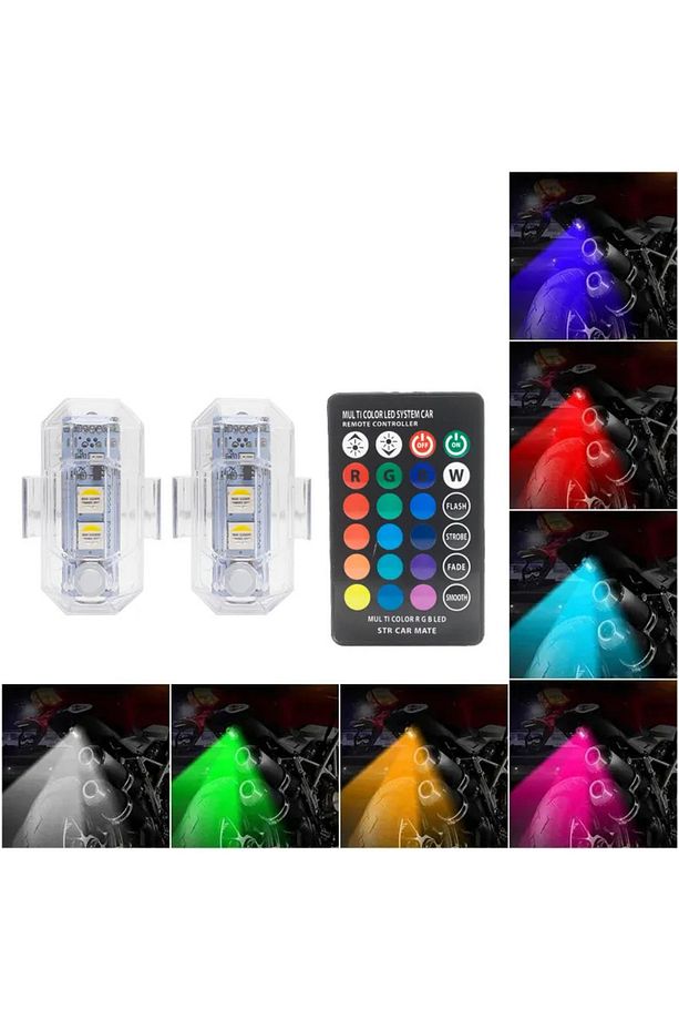 Kumandalı Rgb 16 Renk 2 Adet Drone Bisiklet Araç Çakarlı Lamba 7 Renk Su Geçirmez - 8