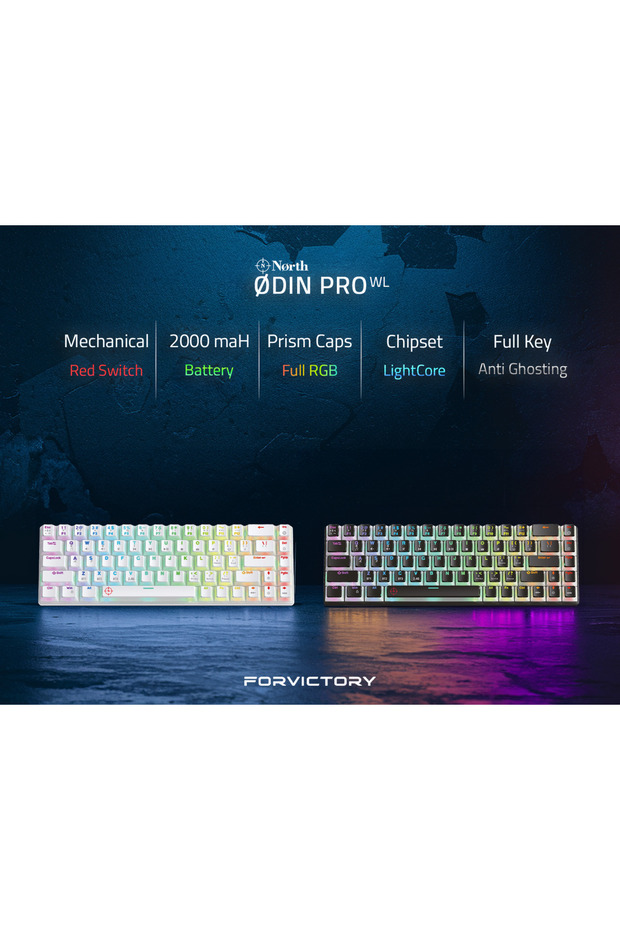 Odin PRO WL68 LightCore Kablosuz Bluetooth RGB Red Switch Türkçe Mekanik Gaming Klavye - 9