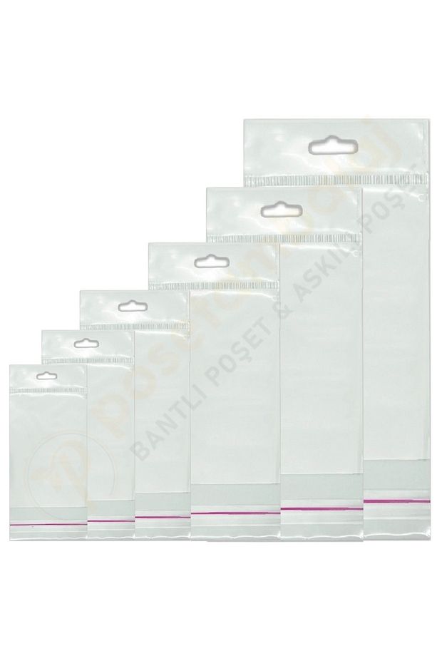 5x20 Cm (KAPALI HALİ 5X10 CM) 100 Adet - Askılı Yapışkanlı Poşet - Meksika Şapkalı Poşet - 5